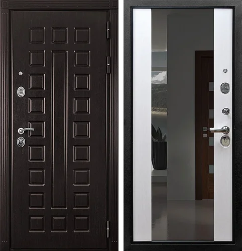 Дверь с терморазрывом и зеркалом №45 размером 860x2050 мм