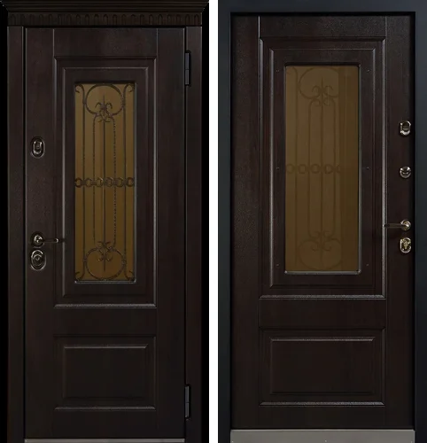 Входная дверь из филенки со стеклопакетом №4