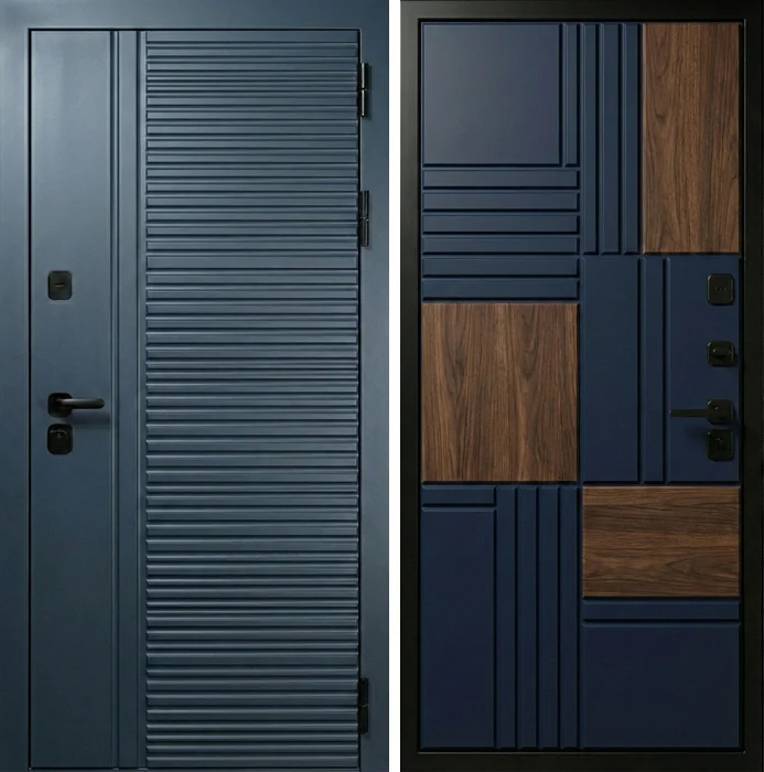 Стальная дверь графит с рельефом и панелью под дерево №221