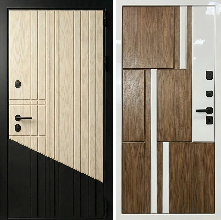 Стальная дверь с панелью МДФ в светлом дереве №256