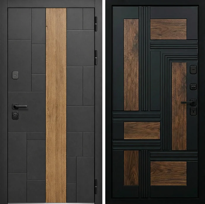 Входная дверь графит с дубовой вставкой для квартиры №263
