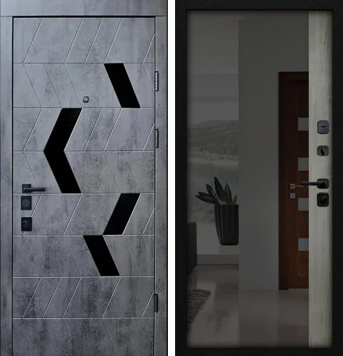 Дверь входная металлическая с зеркалом внутри №23