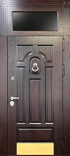 Стальная дверь МДФ с остеклённой фрамугой №66