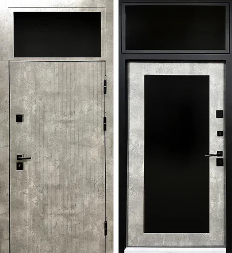 Входная дверь с верхней фрамугой зеркало №24