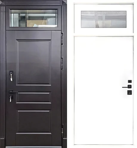 Дверь входная со стеклом сверху №16