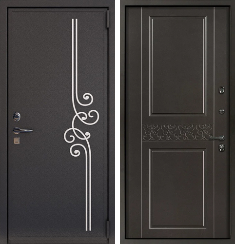 Входная металлическая дверь в частный дом с ковкой №19