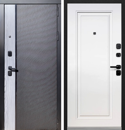 Рифленая входная дверь для каркасного дома №115