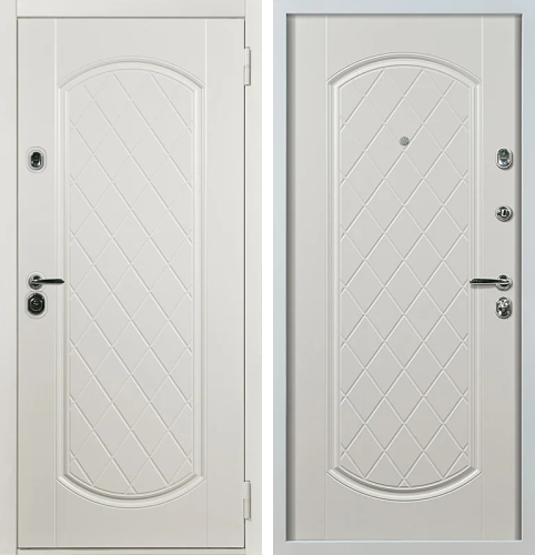 Стильная дверь металлическая уличная белая  №23