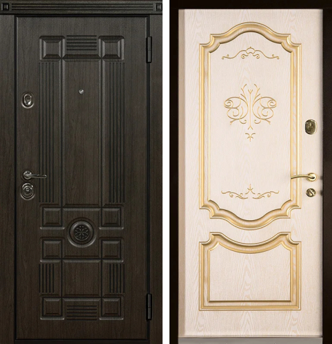Дверь в дом с терморазрывом с золотой патиной №38