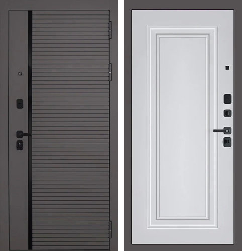 Коричневая металлическая стальная утепленная дверь №9