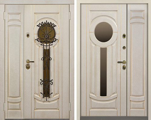 Металлическая дверь полуторная с окном №18