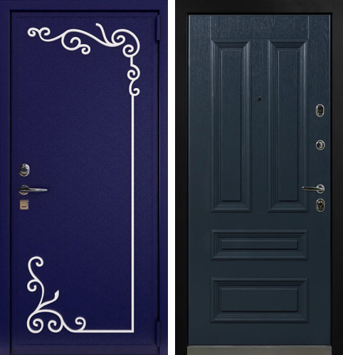Темно синяя дверь входная №7