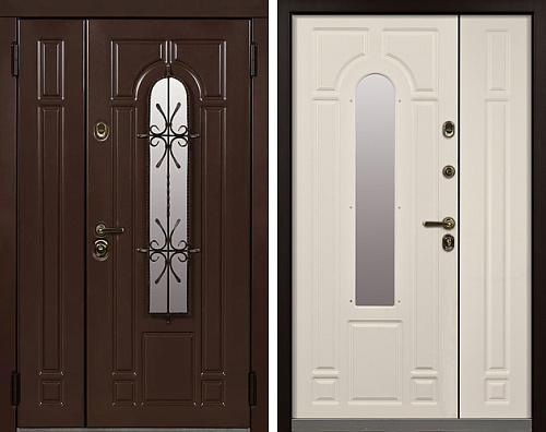 Двойная дверь входная со вставкой №17