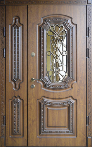 Дверь металлическая входная уличная со стеклом №8