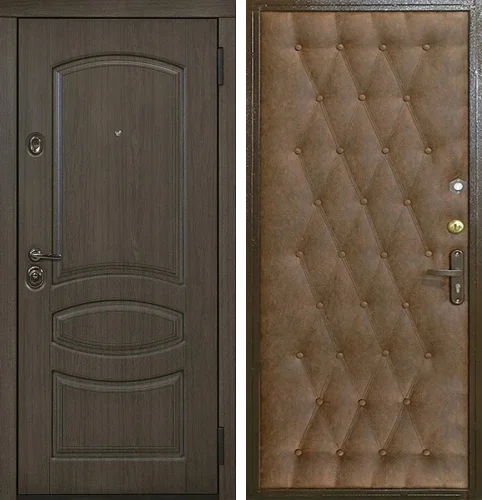 Металлическая дверь со шпоном  и дерматином №15