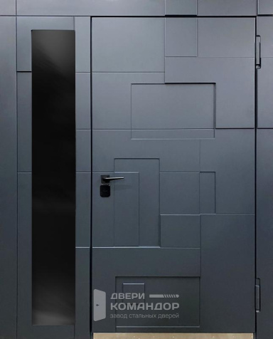 Входная двухстворчатая дверь со стеклопакетом №32 - наружная сторона