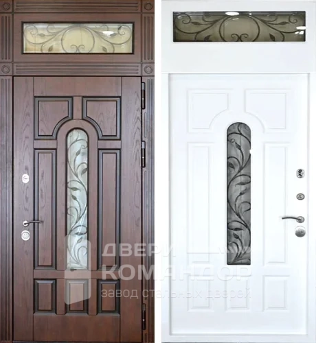 Дверь входная с фрамугой со стеклом №21
