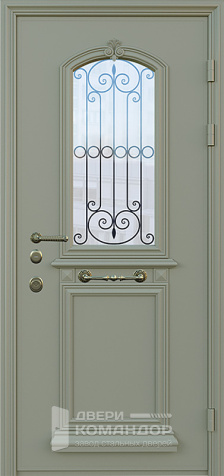 Металлическая дверь со стеклом уличная №20 размером 860x2050 мм - наружная сторона