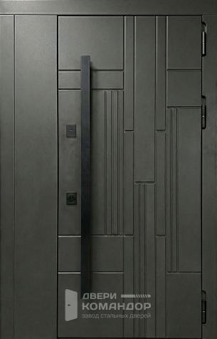 Стальная дверь антрацит с графичным рельефом и прямыми линиями №77 - наружная сторона