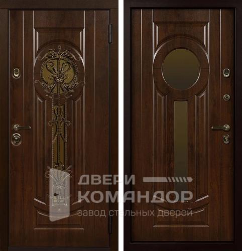 Дверь входная металлическая со стеклом №3