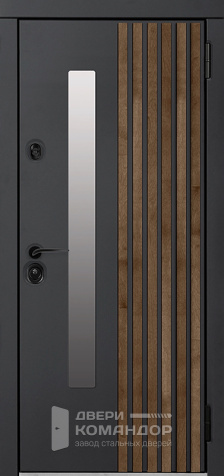 Железная дверь со стеклом уличная №3 размером 860x2050 мм - наружная сторона