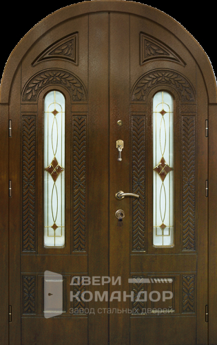 Двойная арочная дверь со стеклопакетом №45