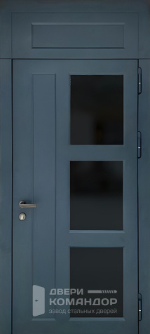 Входная дверь остеклённая с фрамугой для загородного дома №33 - наружная сторона