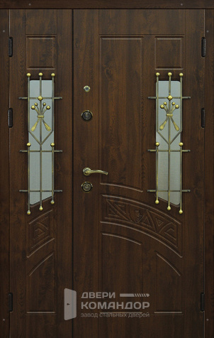 Кованная входная дверь со стеклом №54 - наружная сторона