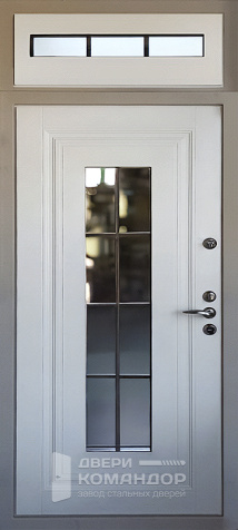 Белая входная дверь с фрамугой и стеклопакетом №25 - внутренняя сторона