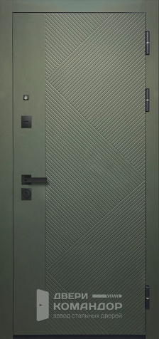 Зеленая железная входная дверь №39 - наружная сторона