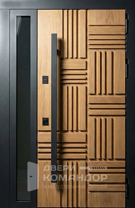 Входная дверь с 3D панелью под дуб и остеклением №69