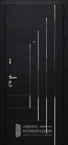 Входная дверь черная с молдингом №38 - наружная сторона