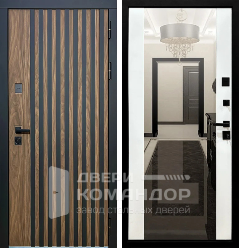 Металлическая дверь в квартиру с зеркалом внутри №22