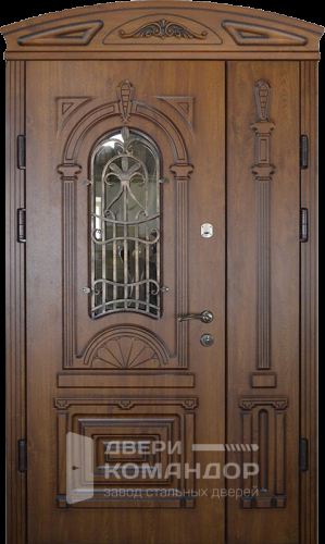 Парадная дверь со стеклом и ковкой №11
