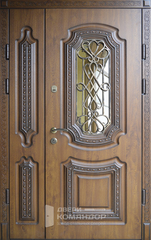 Дверь металлическая входная уличная со стеклом №8 - наружная сторона