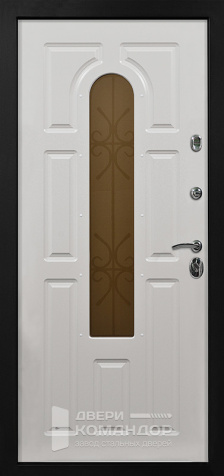 Входная дверь со стеклопакетом и ковкой №14 размером 860x2050 мм - внутренняя сторона