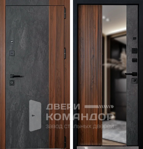 Входная дверь цвет мрамор с деревом №3