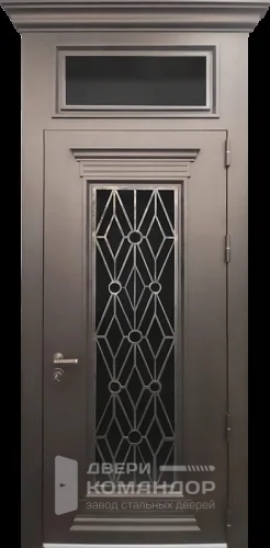 Наружная дверь с фрамугой и решёткой №70