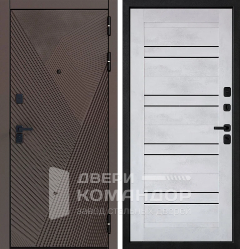 Металлическая дверь с двойным притвором и черной фурнитурой №20