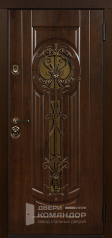 Дверь входная металлическая со стеклом №3 размером 860x2050 мм - наружная сторона