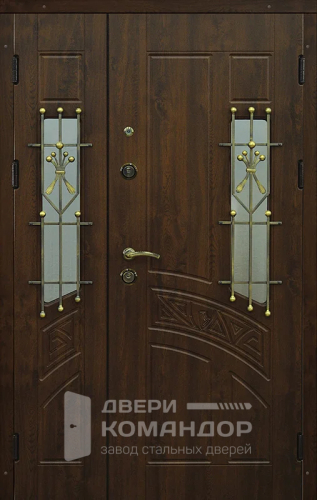 Кованная входная дверь со стеклом №54