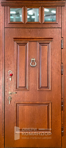 Стальная дверь со стеклянной верхней вставкой №75 - наружная сторона