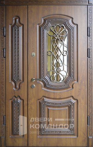 Дверь металлическая входная уличная со стеклом №8