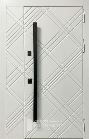 Входная дверь белая с ромбовой фрезеровкой для квартиры №94 - наружная сторона