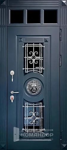 Входная дверь со львом и кованной решёткой №62