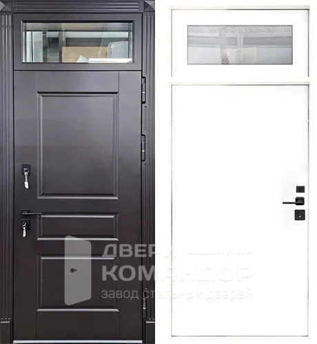 Дверь входная со стеклом сверху №16