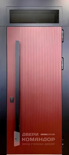 Входная дверь для дома с фрамугой двойной МДФ фрезерованный №65